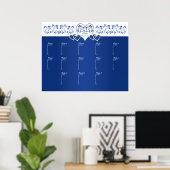 Royal Blue, White Floral Table Seating Poster (Thuiskantoor)