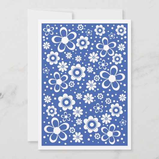 Royal Blue White Floral Wedding Invitation Kaart (Achterkant)