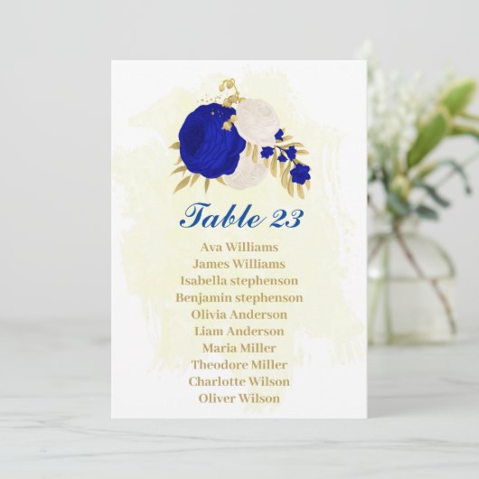 royal blue & white flower & gouden zeekaart kaart (Staand voorkant)
