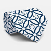 Royal Blue & White Geometric Pattern Stropdas (Opgerold)