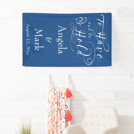 Royal Blue White Gepersonaliseerde Trouwbanner Spandoek