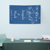 Royal Blue White Gepersonaliseerde Trouwbanner Spandoek (Beurs)