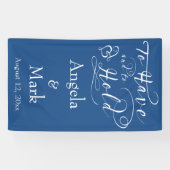 Royal Blue White Gepersonaliseerde Trouwbanner Spandoek (Horizontaal)