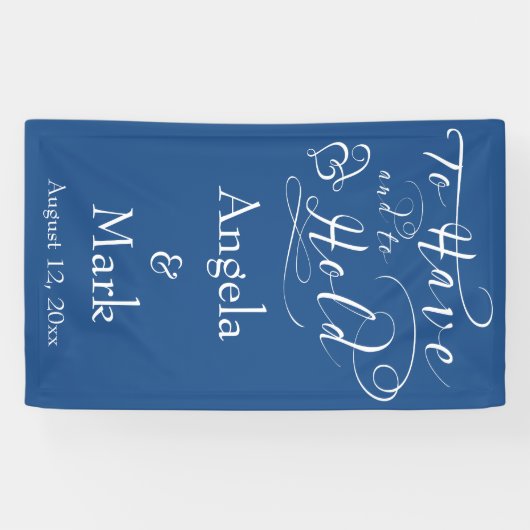 Royal Blue White Gepersonaliseerde Trouwbanner Spandoek (Horizontaal)