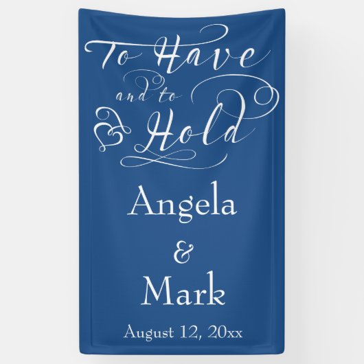 Royal Blue White Gepersonaliseerde Trouwbanner Spandoek (Verticaal)