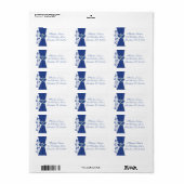 Royal Blue White Hearts retouradreslabel Etiket (Full Sheet)