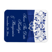 Royal Blue White Hearts Save the Date Flex Magnet Magneet (Horizontaal)