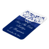 Royal Blue White Hearts Save the Date Flex Magnet Magneet (Linkerzijde)