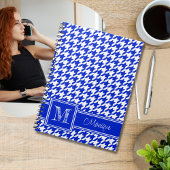 Royal Blue White Houndstooth | Modern monogram Notitieboek