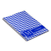 Royal Blue White Houndstooth | Modern monogram Notitieboek (Rechterzijde)