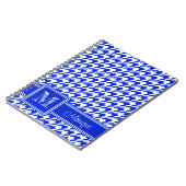 Royal Blue White Houndstooth | Modern monogram Notitieboek (Linkerzijde)
