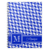 Royal Blue White Houndstooth | Modern monogram Notitieboek (Voorkant)