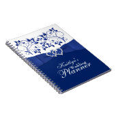 Royal Blue, White Joined Hearts Floral Notitieboek (Rechterzijde)