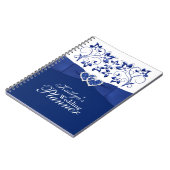 Royal Blue, White Joined Hearts Floral Notitieboek (Linkerzijde)