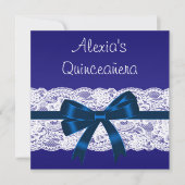 Royal Blue White Lace Quinceanera Kaart (Voorkant)