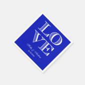 Royal Blue, White LOVE servetten (Hoek)