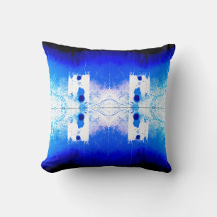 Royal Blue White Mediterranean Symmetrisch Mozaïek Kussen