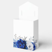 Royal Blue White Metallic Silver Floral Wedding Bedankdoosjes (Geopend)