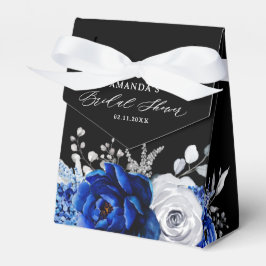 Royal Blue White Metallic Silver Floral Wedding Fa Bedankdoosjes