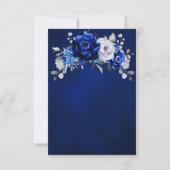 Royal Blue White Metallic Silver Floral Wedding RSVP Kaartje (Achterkant)
