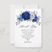 Royal Blue White Metallic Silver Vrijgezellenfeest Bedankkaart (Voorkant)