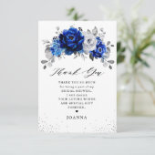 Royal Blue White Metallic Silver Vrijgezellenfeest Bedankkaart (Staand voorkant)