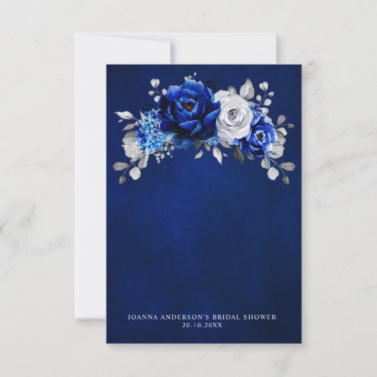 Royal Blue White Metallic Silver Vrijgezellenfeest Bedankkaart (Achterkant)