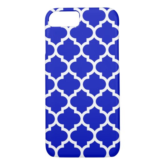 Royal Blue White Moroccan Quatrefoil Pattern #5 Case-Mate iPhone Case (Achterkant)