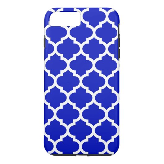 Royal Blue White Moroccan Quatrefoil Pattern #5 Case-Mate iPhone Case (Achterkant)
