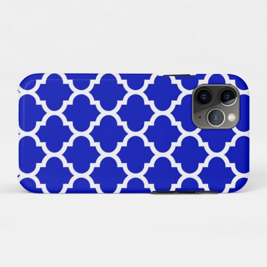 Royal Blue White Moroccan Quatrefoil Pattern #5 Case-Mate iPhone Case (Achterkant (horizontaal))
