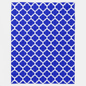 Royal Blue White Moroccan Quatrefoil Pattern #5 Fleece Deken (Voorkant)