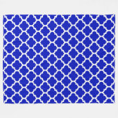 Royal Blue White Moroccan Quatrefoil Pattern #5 Fleece Deken (Voorkant (Horizontaal))