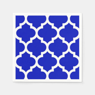 Royal Blue White Moroccan Quatrefoil Pattern #5 Servet