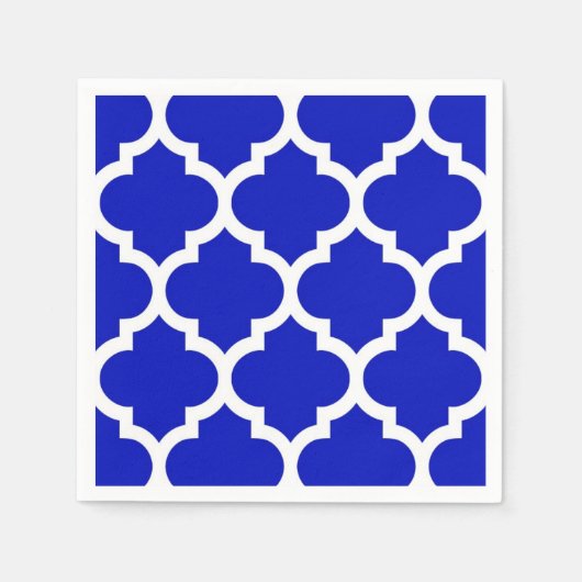 Royal Blue White Moroccan Quatrefoil Pattern #5 Servet (Voorkant)