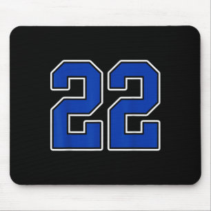 Royal Blue White Nummer 22 Jersey Speler Uniform # Muismat