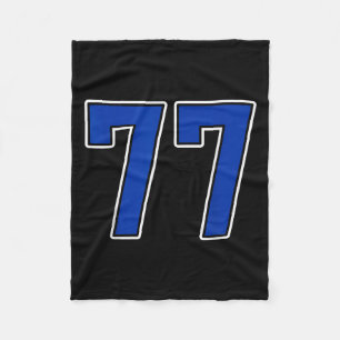 Royal Blue White Nummer 77 Jersey Speler Uniform # Fleece Deken
