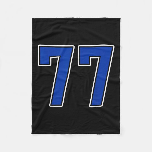 Royal Blue White Nummer 77 Jersey Speler Uniform # Fleece Deken (Voorkant)