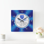 Royal Blue, White Personalized Clock Wedding Gift Vierkante Klok (Huis)