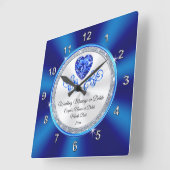 Royal Blue, White Personalized Clock Wedding Gift Vierkante Klok (Hoek)