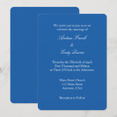 Royal Blue White Plain Simple Wedding Invitation Kaart (Voorkant / Achterkant)
