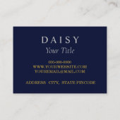 Royal Blue White Rose Floral Visitekaartje (Achterkant)