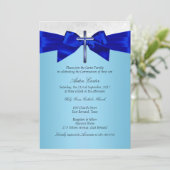 Royal Blue White Silver Cross Boys Community Kaart (Staand voorkant)