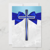 Royal Blue White Silver Cross Boys Community Kaart (Achterkant)