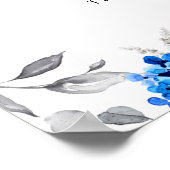 Royal Blue White Silver Floral Cards & Gifts Poste Poster (Hoek)
