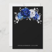 Royal Blue White Silver Metallic Black Wedding Kaart (Achterkant)