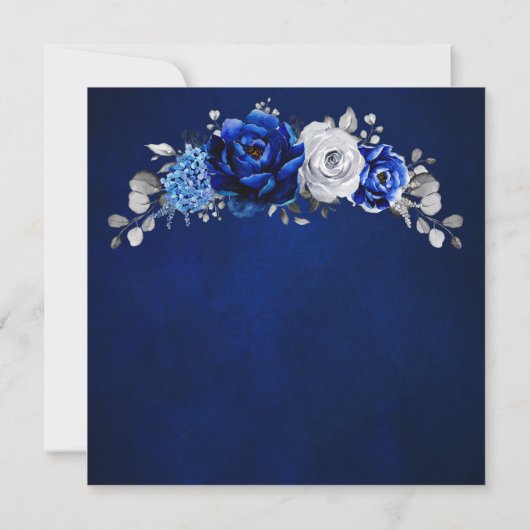 Royal Blue White Silver Metallic Brunch en Bubble Kaart (Achterkant)