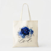 Royal Blue White Silver Metallic Floral Bride Tote Bag (Voorkant)