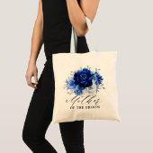 Royal Blue White Silver Metallic Floral Weddenscha Tote Bag (Voorkant (product))