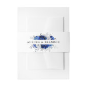 Royal Blue White Silver Metallic Floral Weddenscha Uitnodigingen Wikkel (Voorkant Voorbeeld)