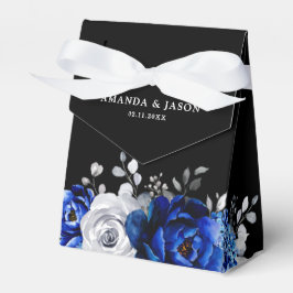 Royal Blue White Silver Metallic Floral Wedding Fa Bedankdoosjes